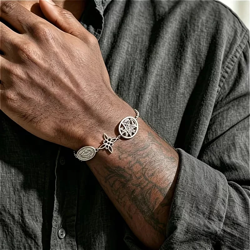 Witch Knot Male Bracelets Tetragrammaton Triple Protection Bracelet Virgin Mary Witch Knot Male Bracelets Tetragrammaton Triple Protection Bracelet Virgin Mary