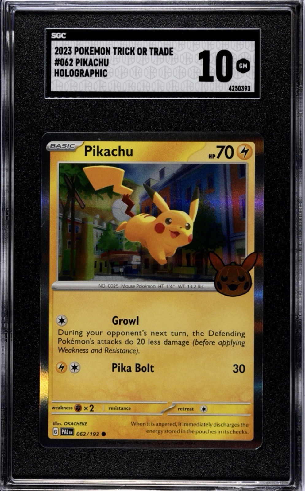 2023 Pokemon Trick Or Trade #062 Pikachu Holographic SGC 10 GEM MINT LOW POP 2023 Pokemon Trick Or Trade #062 Pikachu Holographic SGC 10 GEM MINT LOW POP