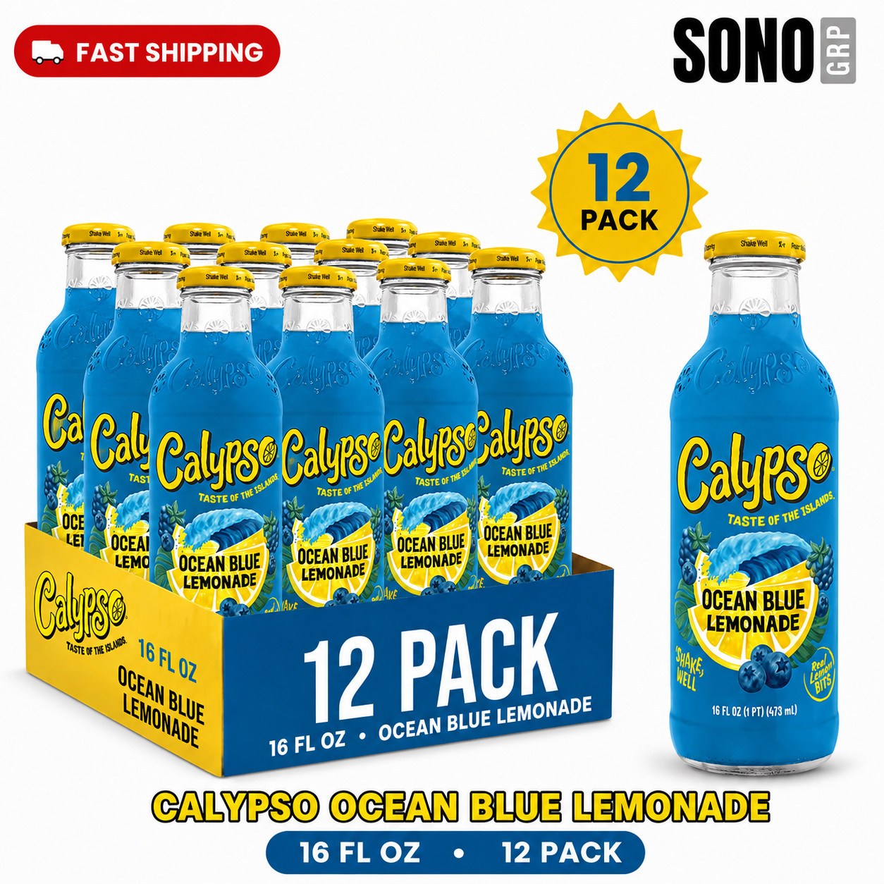 Calypso Ocean Blue Lemonade 16 Fl Oz, 12 Pack Glass Bottles Calypso Ocean Blue Lemonade 16 Fl Oz, 12 Pack Glass Bottles