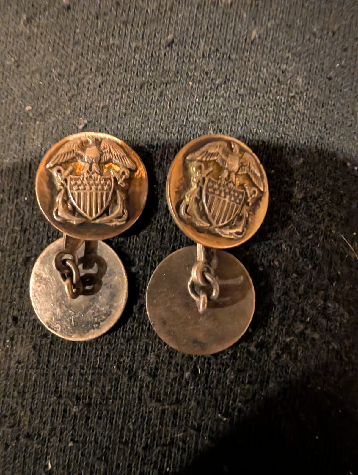 Second World War US Navy officer uniform button cufflinks Second World War US Navy officer uniform button cufflinks
