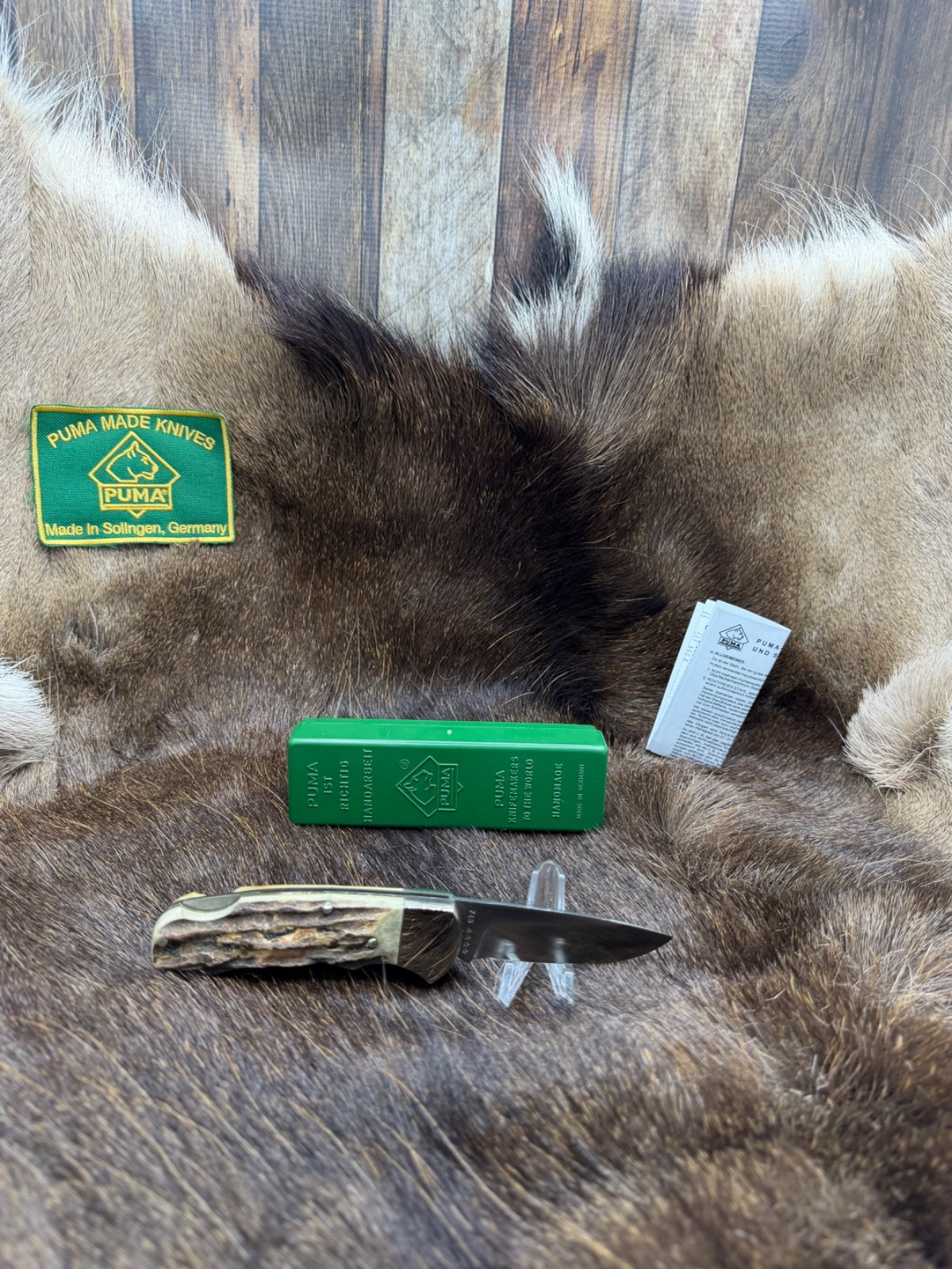 1978 Puma 745 4 Star Knife With Stag Handles In G / Y Factory Box Mint