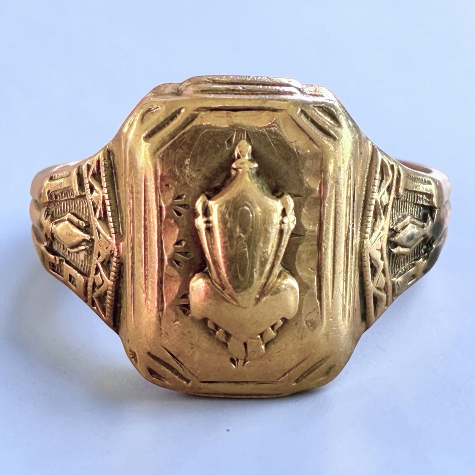 VTG Balfour Goldflex 10K Gold Sterling Silver Art Deco Class Signet Ring Sz 9.5