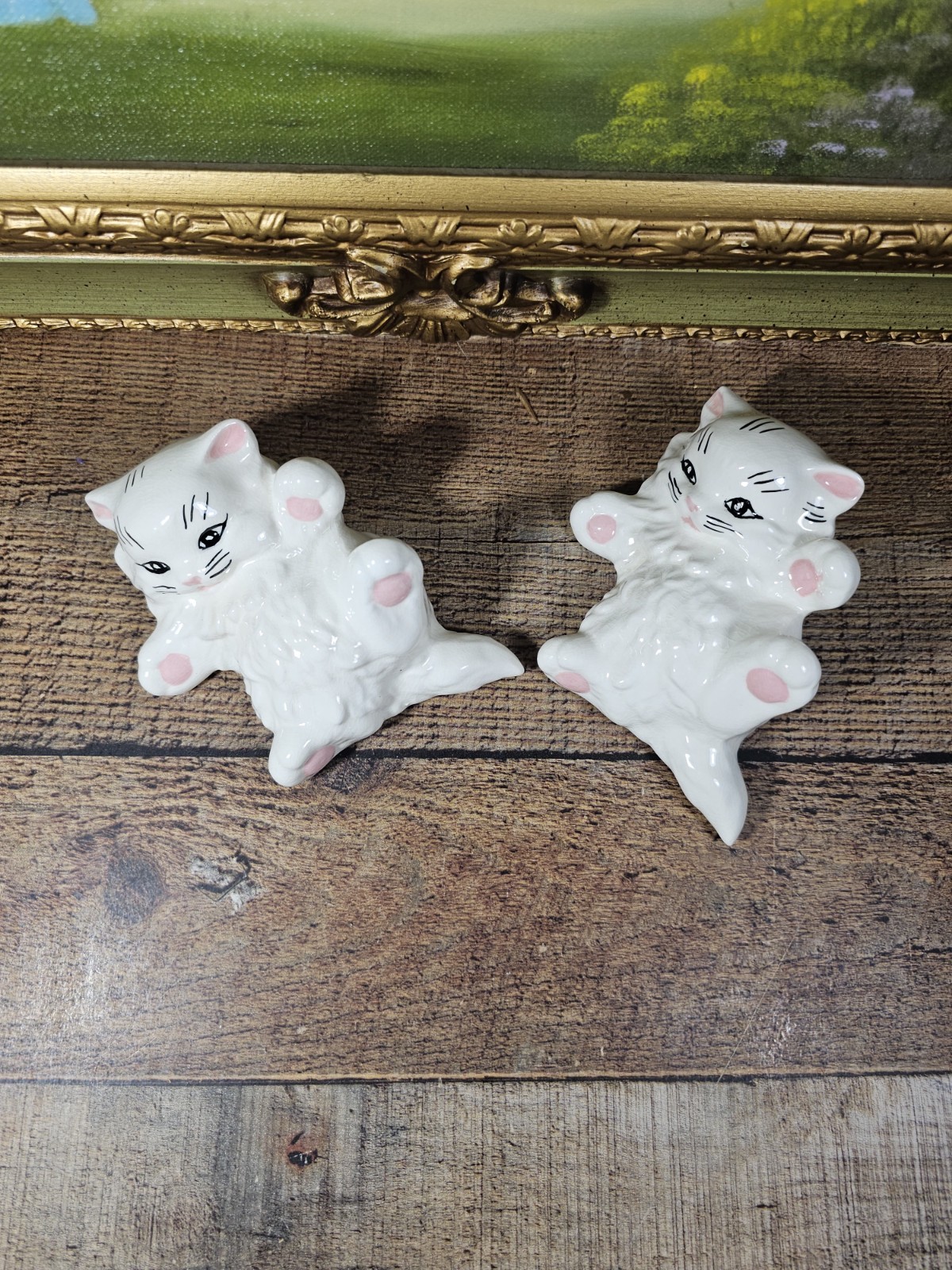 VTG Handpainted Cat Figurines Set Of 2 Ceramic Mold VTG Handpainted Cat Figurines Set Of 2 Ceramic Mold