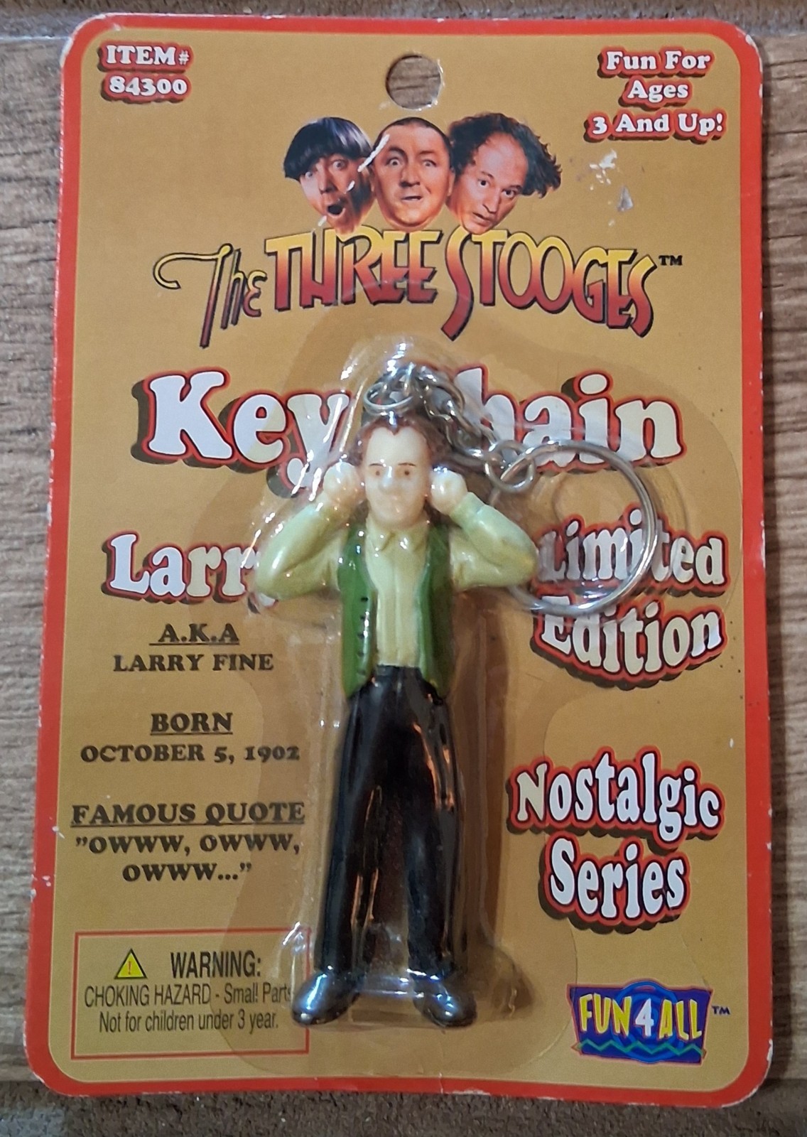 Vintage 1997 Fun 4 All Limited Edition Keychain:The Three Stooges - Larry Vintage 1997 Fun 4 All Limited Edition Keychain:The Three Stooges - Larry