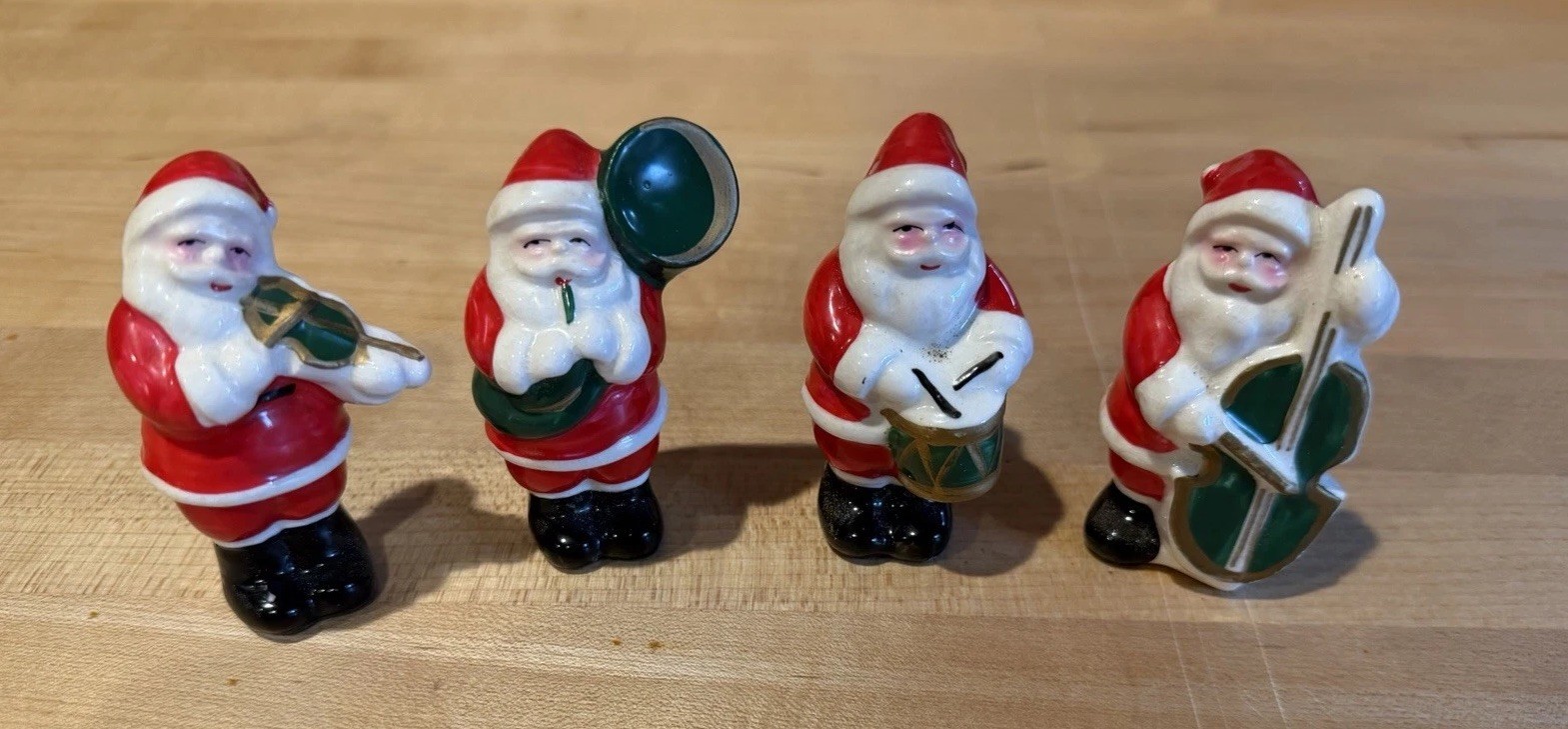 Set Of 4 Vintage SANTA Band/Orchestra Salt & Pepper Shakers Made in Japan 3-1/2 Set Of 4 Vintage SANTA Band/Orchestra Salt & Pepper Shakers Made in Japan 3-1/2