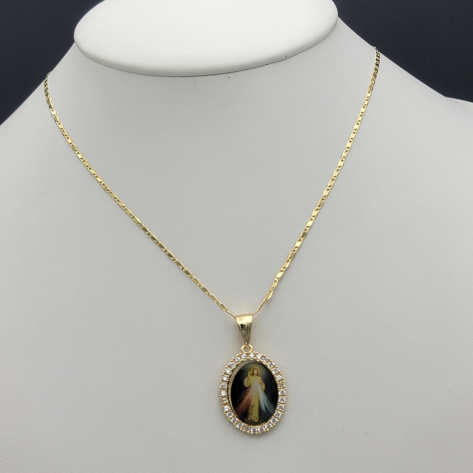 The Divine Mercy 14K Gold Plated Necklace - Pendant & Chain. Divina Misericordia The Divine Mercy 14K Gold Plated Necklace - Pendant & Chain. Divina Misericordia
