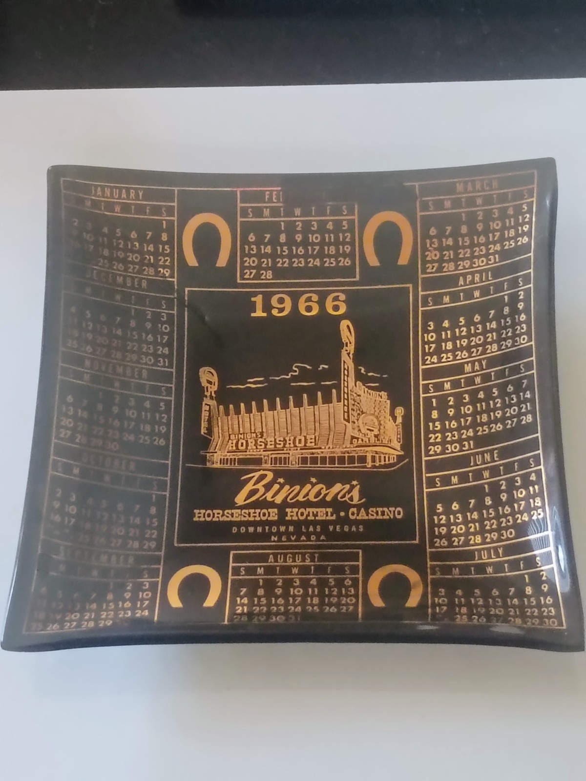 Vtg Lot 1960s-70s Binion\'s Horseshoe Club Las Vegas Casino Calendar Ashtrays Vtg Lot 1960s-70s Binion\'s Horseshoe Club Las Vegas Casino Calendar Ashtrays