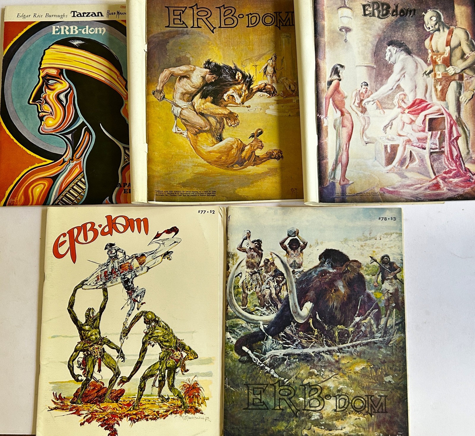 ERB-DOM [TARZAN] FANZINES 75 76 77 78 80 FIVE (5)  HARD TO FIND GEMS - EYE CANDY