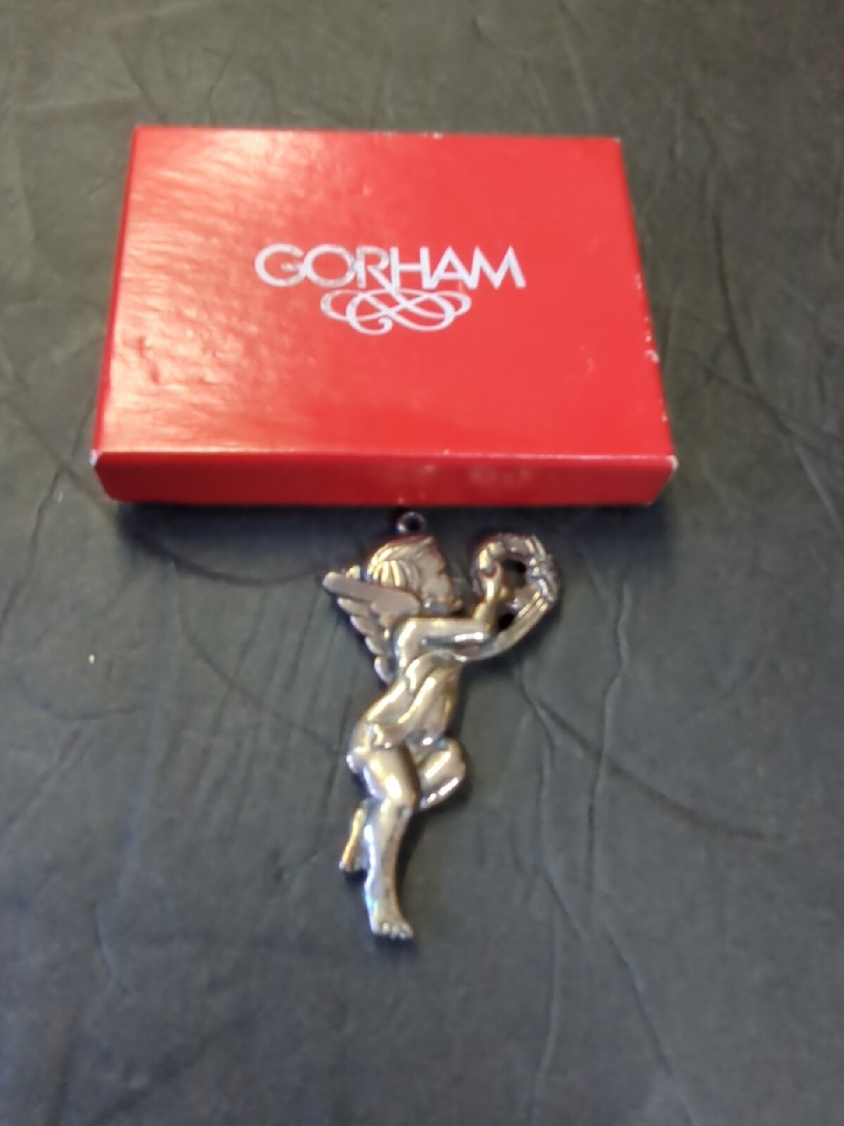 Gorham Cherub Angel Silver Plate Christmas Tree Ornament In Box