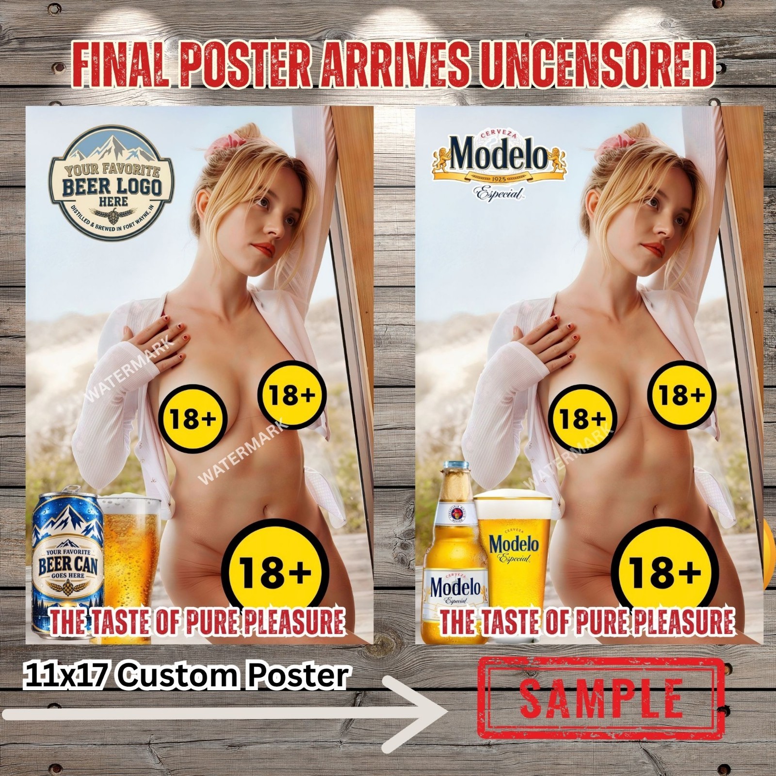 Sydney Sweeney Customize Your Own Alcohol Poster Any Beer Tequila Whiskey Brand