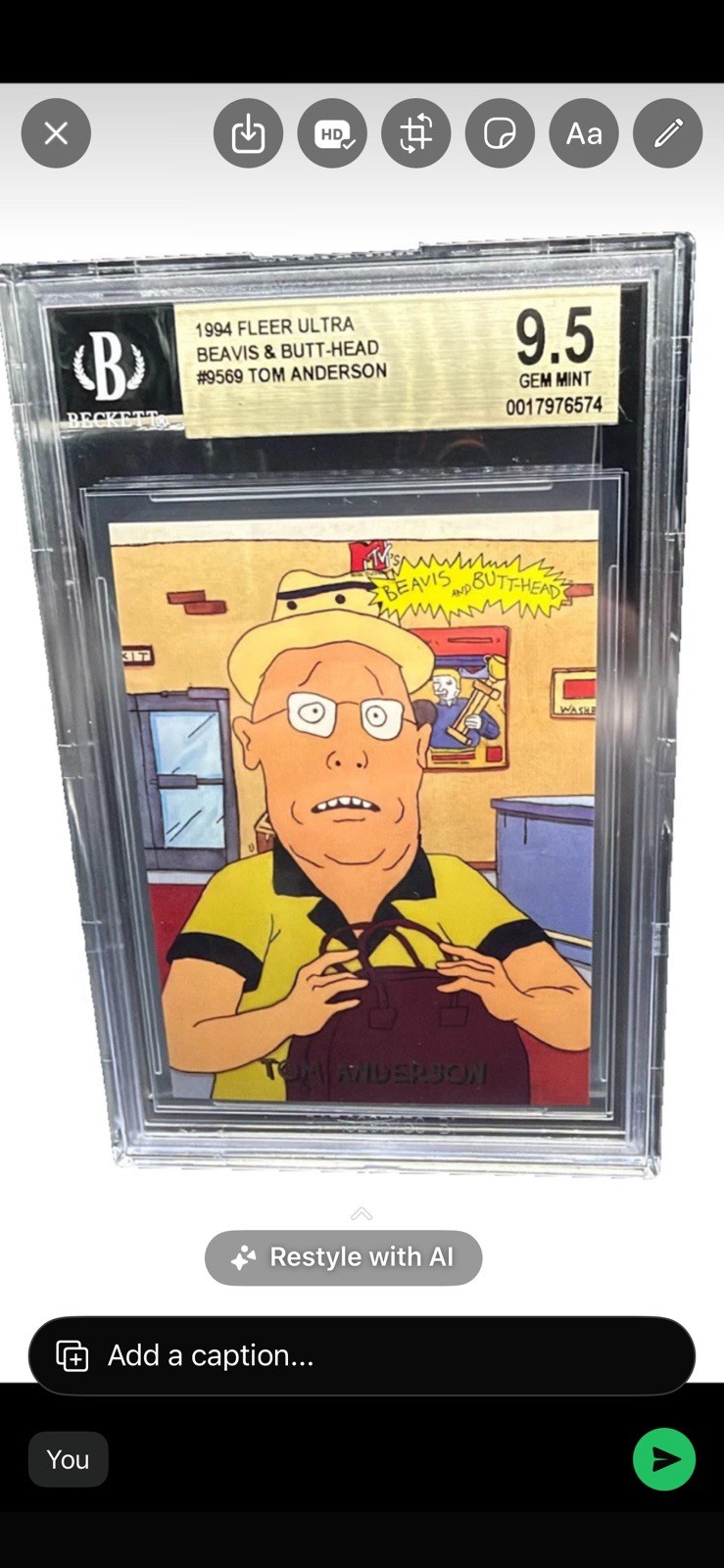 Fleer 1994 Ultra Beavis & Butt-Head #9569 Tom Anderson Graded Card