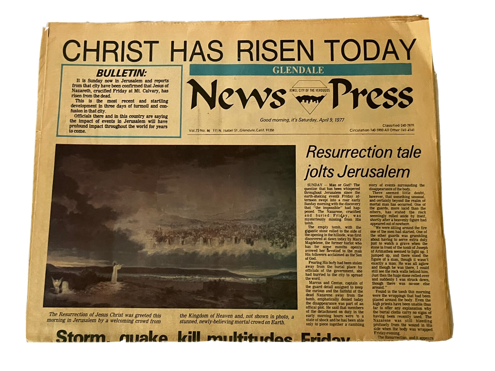 Glendale News Press Newspaper Vintage 70s Christ Has Risen Christian USA Lot 2 Glendale News Press Newspaper Vintage 70s Christ Has Risen Christian USA Lot 2