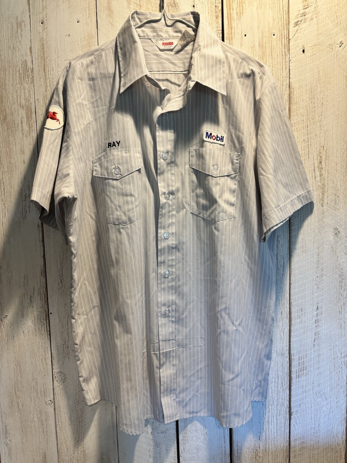Mobil Men's Vintage Oil Shirt Large ￼Unitog Uniform, Gas Service, Pegasus