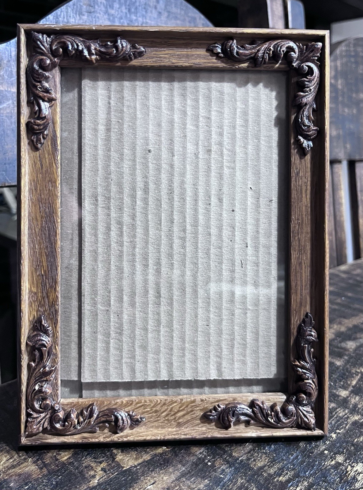 VTG Intercraft Wood Resign Ornate Corners Oak Picture Frame 8x6 VTG Intercraft Wood Resign Ornate Corners Oak Picture Frame 8x6
