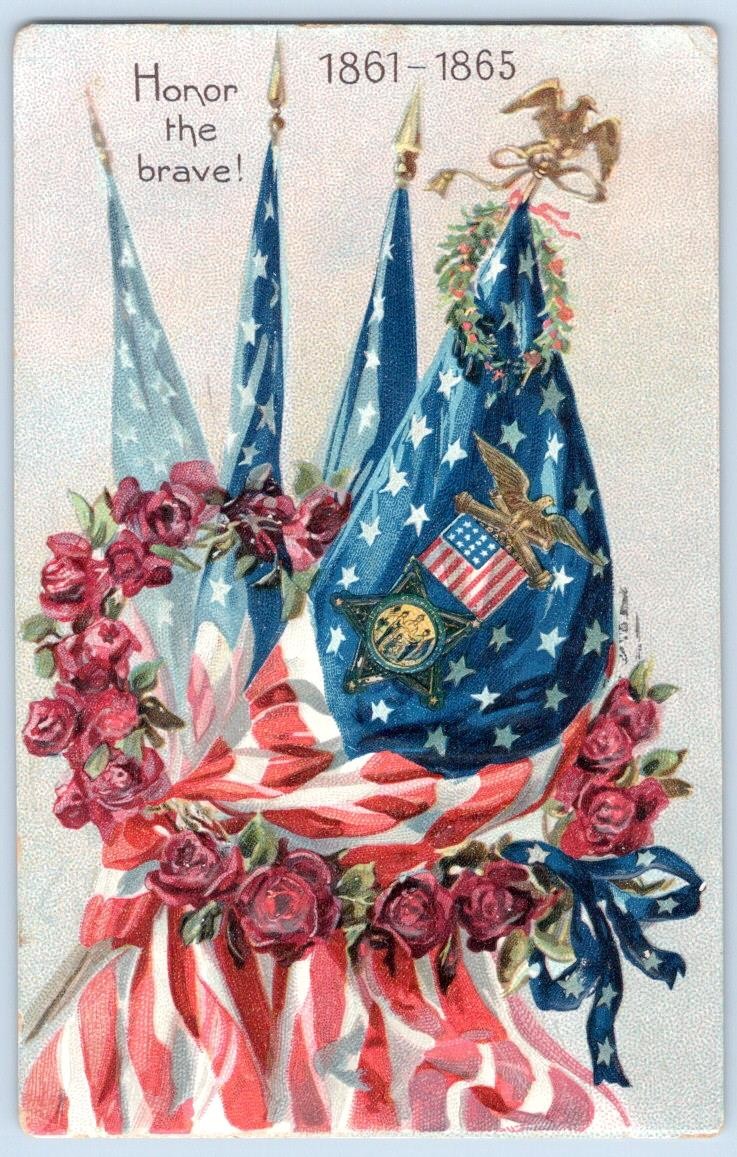 1908 HONOR the BRAVE 1861-1865 G.A.R. CIVIL WAR VETERANS PATRIOTIC POSTCARD 1908 HONOR the BRAVE 1861-1865 G.A.R. CIVIL WAR VETERANS PATRIOTIC POSTCARD