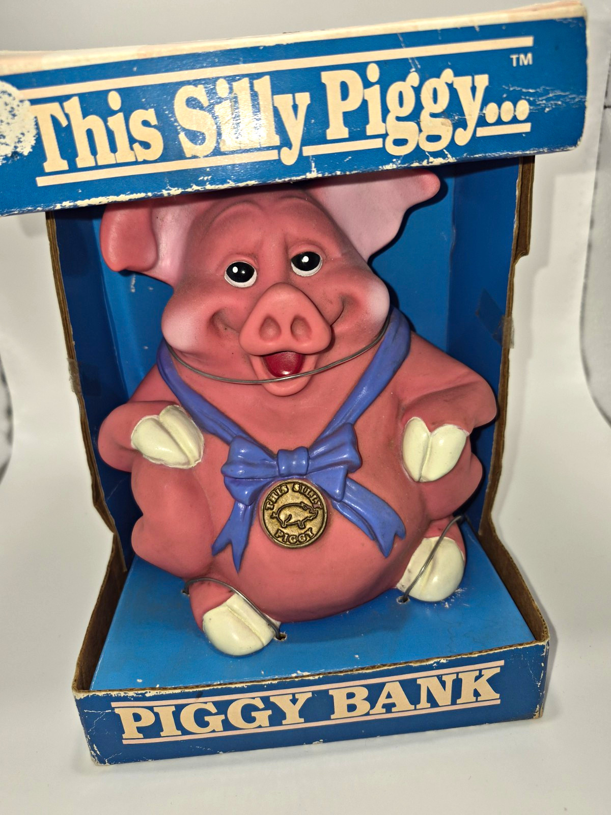 Vintage 1992 Happiness Express This Silly Piggy Bank Pink Vinyl In Original Box
