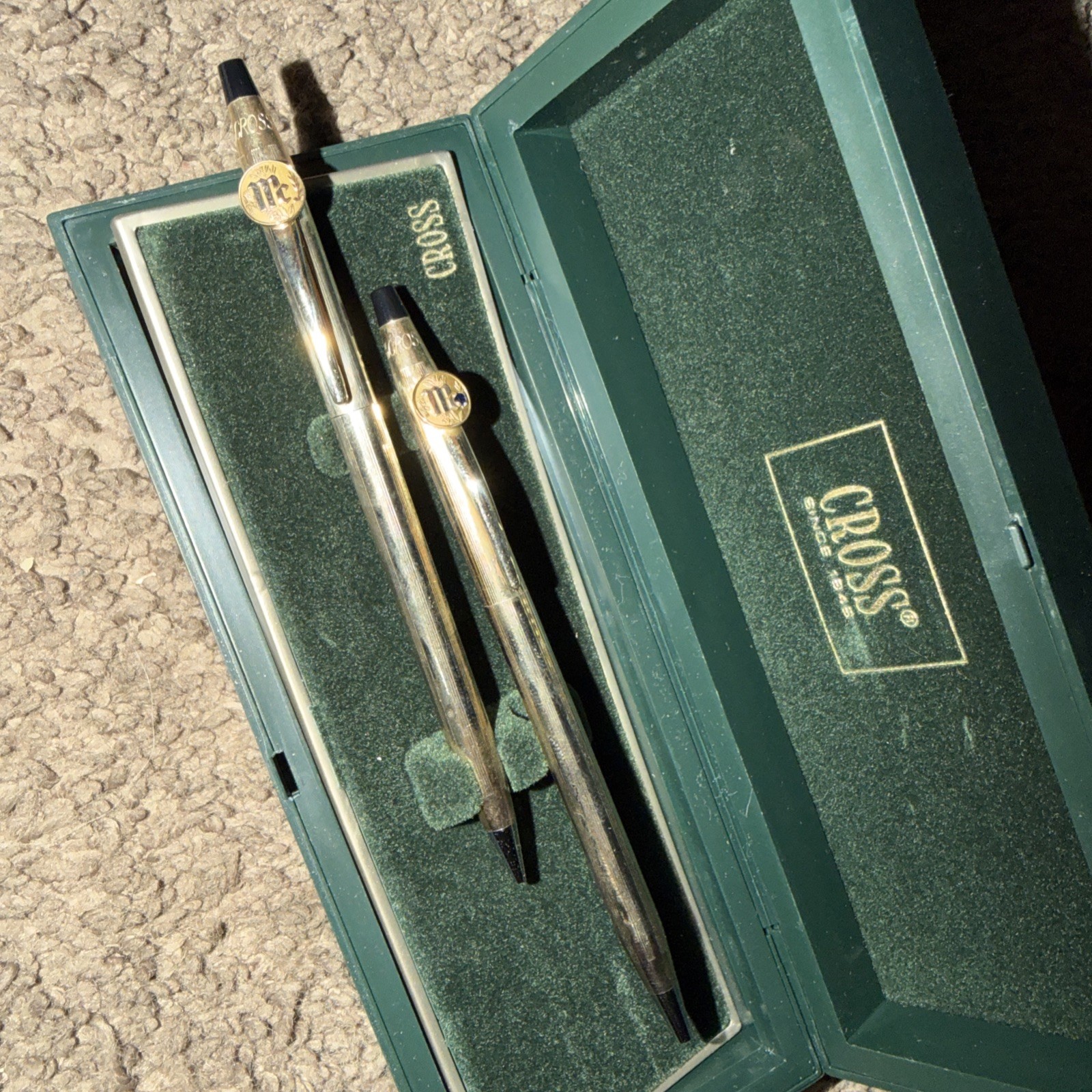 Vtg Cross Century 10k Gold Filled Pen Pencil Set Solid 10K MC Emblem Sapphire Vtg Cross Century 10k Gold Filled Pen Pencil Set Solid 10K MC Emblem Sapphire