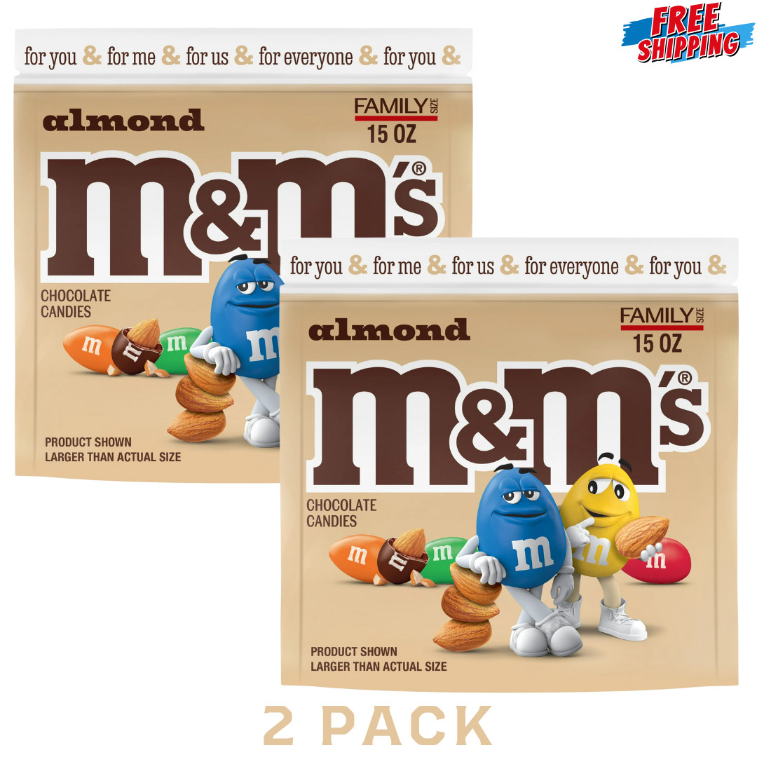 NEW Sealed Almond M&M\'s Family Size 15.0 oz 2 Bags NEW Sealed Almond M&M\'s Family Size 15.0 oz 2 Bags