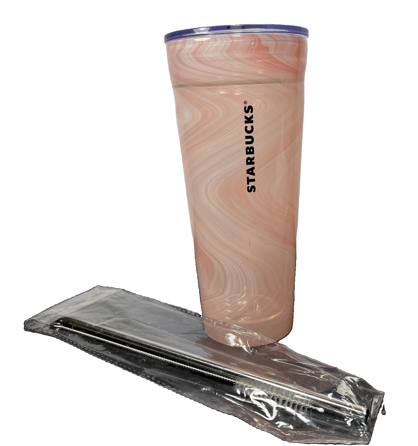 RARE 2017 Starbucks Glass Coral Pink Marble Swirl Venti 20oz Tumbler W/Lid RARE 2017 Starbucks Glass Coral Pink Marble Swirl Venti 20oz Tumbler W/Lid
