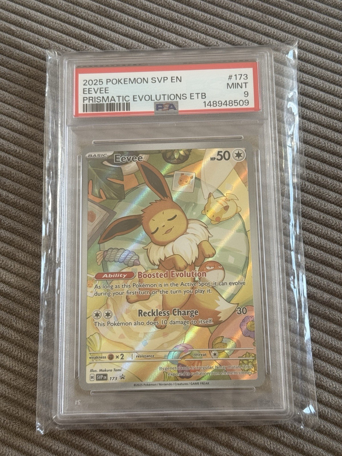 2025 POKEMON SVP EN-SV BLACK STAR PROMO #173 EEVEE PRISMATIC EVOLUTIONS ETB PSA9