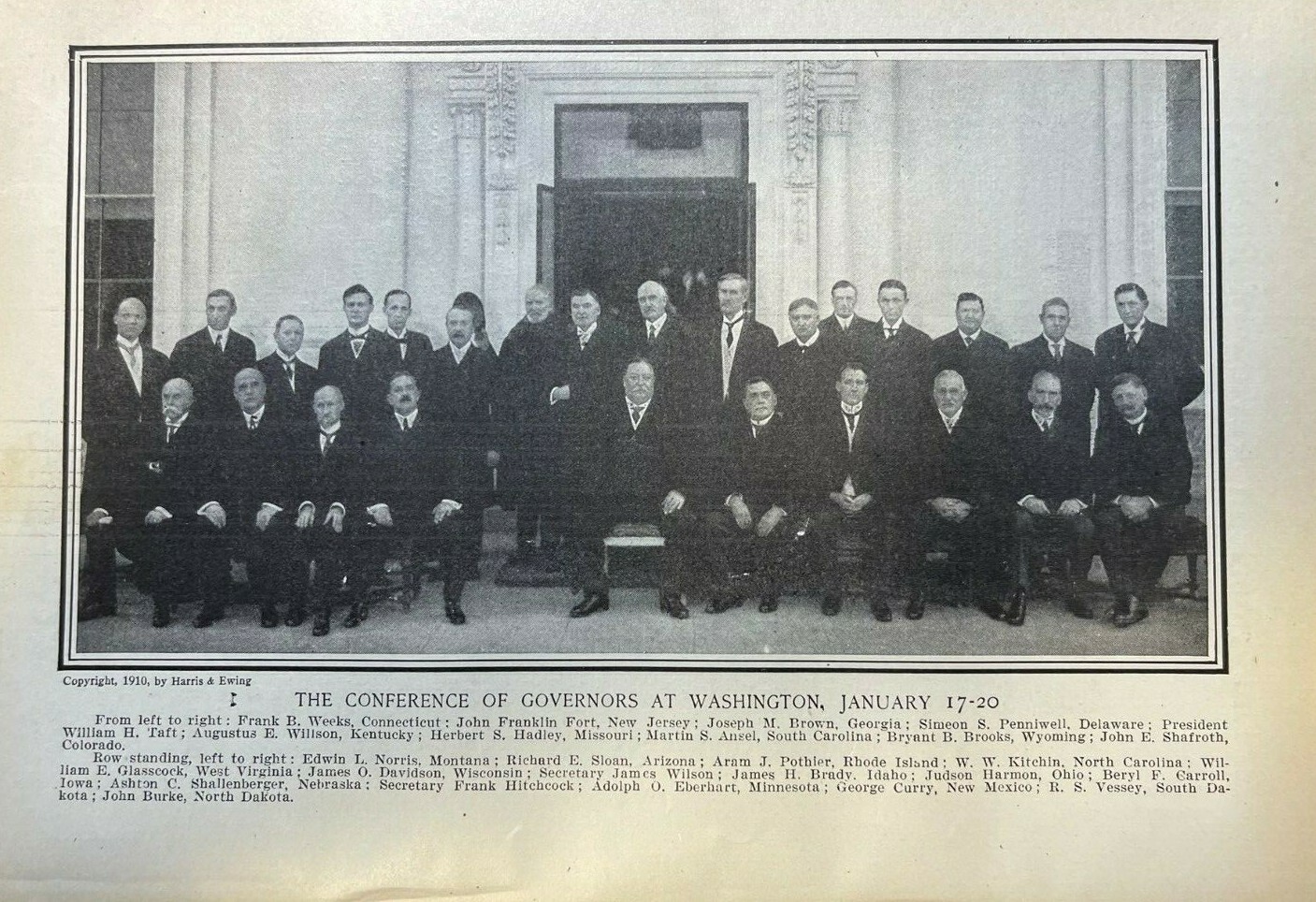 1910 Vintage Magazine Illustration President Taft and Conference of Governors