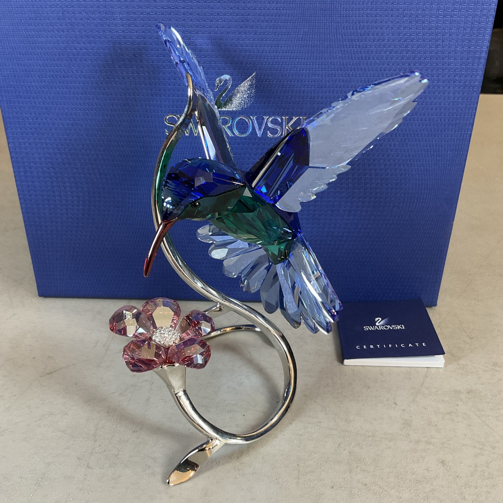 Mint In Box Swarovski Large Paradise Birds Hummingbird with Flower 1188779 COA