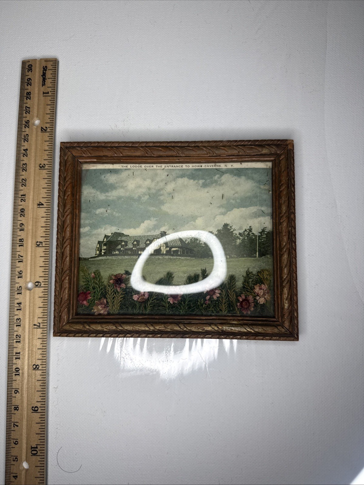 Antique Howe Caverns NY Lodge Convex Bubble Glass Framed Picture 6x8 Inch Antique Howe Caverns NY Lodge Convex Bubble Glass Framed Picture 6x8 Inch