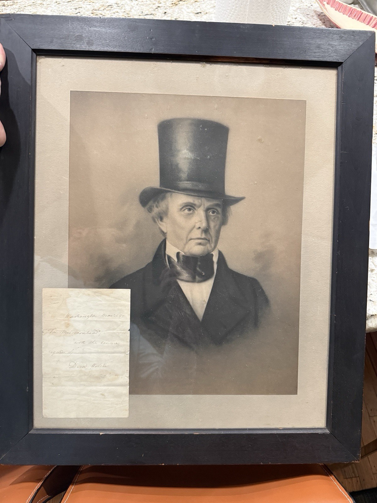1851 Daniel Webster Signed Letter & Engraving - Sec. of State - Framed Autograph 1851 Daniel Webster Signed Letter & Engraving - Sec. of State - Framed Autograph