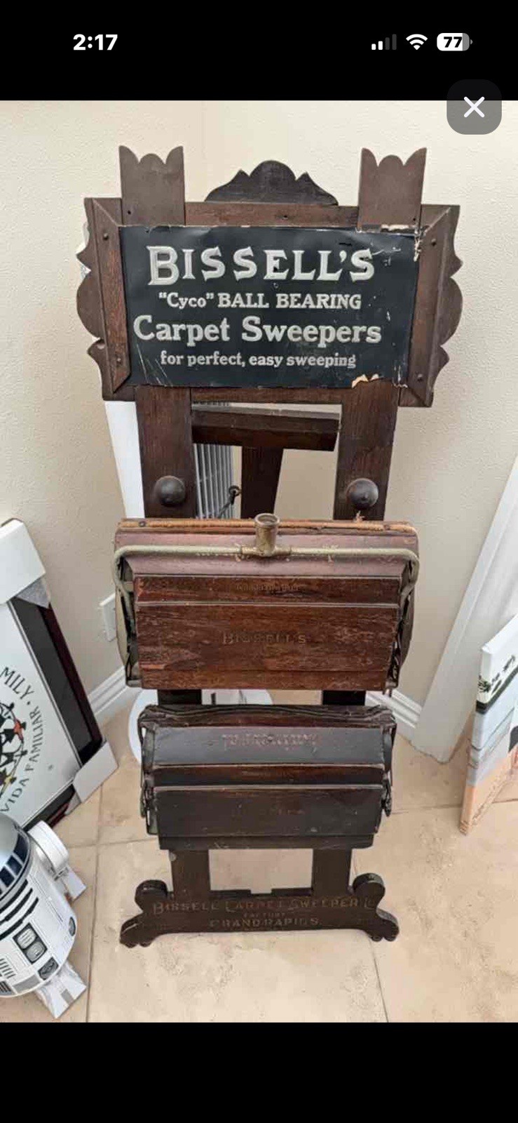 Antique Bissell Wooden Floor Sweeper Display Antique Bissell Wooden Floor Sweeper Display