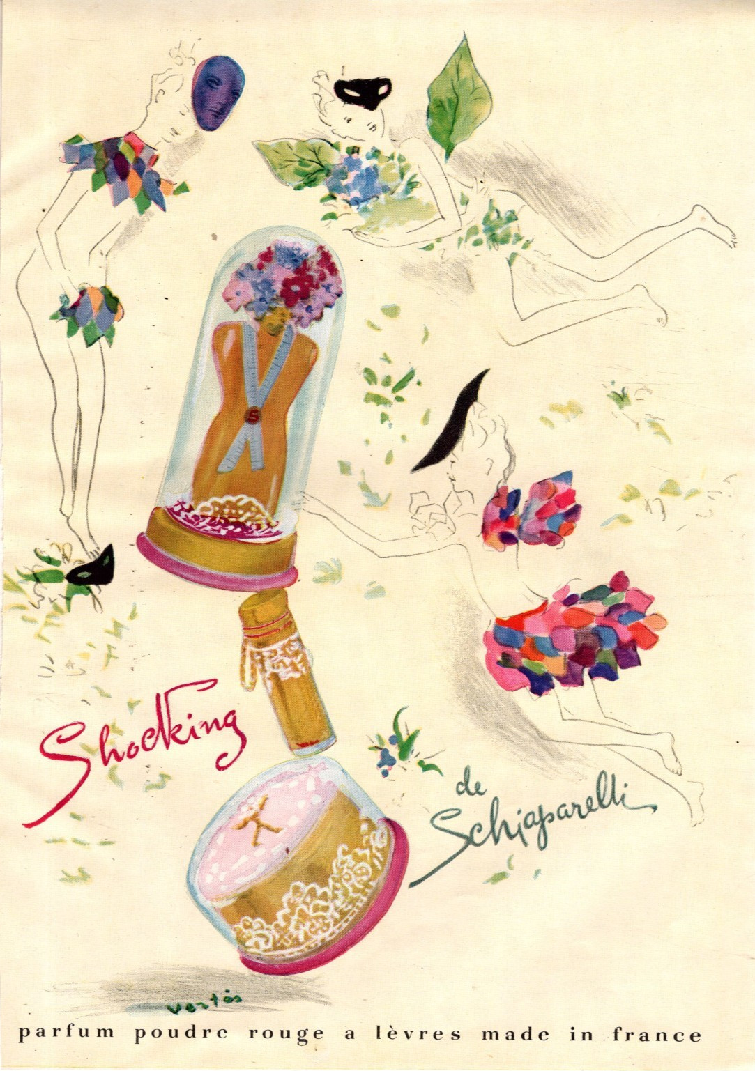 1939 Schiaparelli Shocking Parfum by Vertes Original ad - Extremely Rare 1939 Schiaparelli Shocking Parfum by Vertes Original ad - Extremely Rare