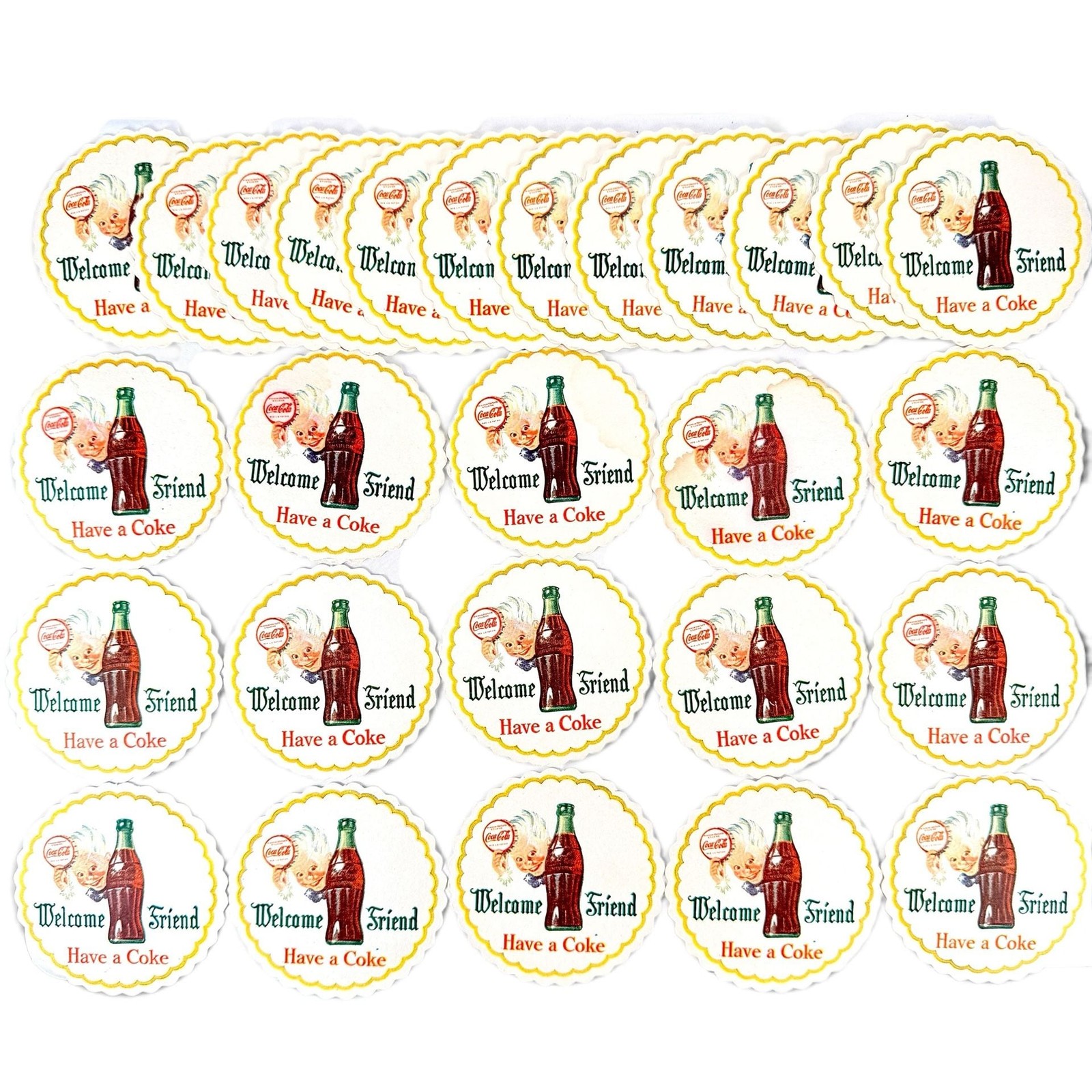 Vintage Coca Cola Coasters Welcome Friend Have a Coke Lot of 27 Vintage Coca Cola Coasters Welcome Friend Have a Coke Lot of 27