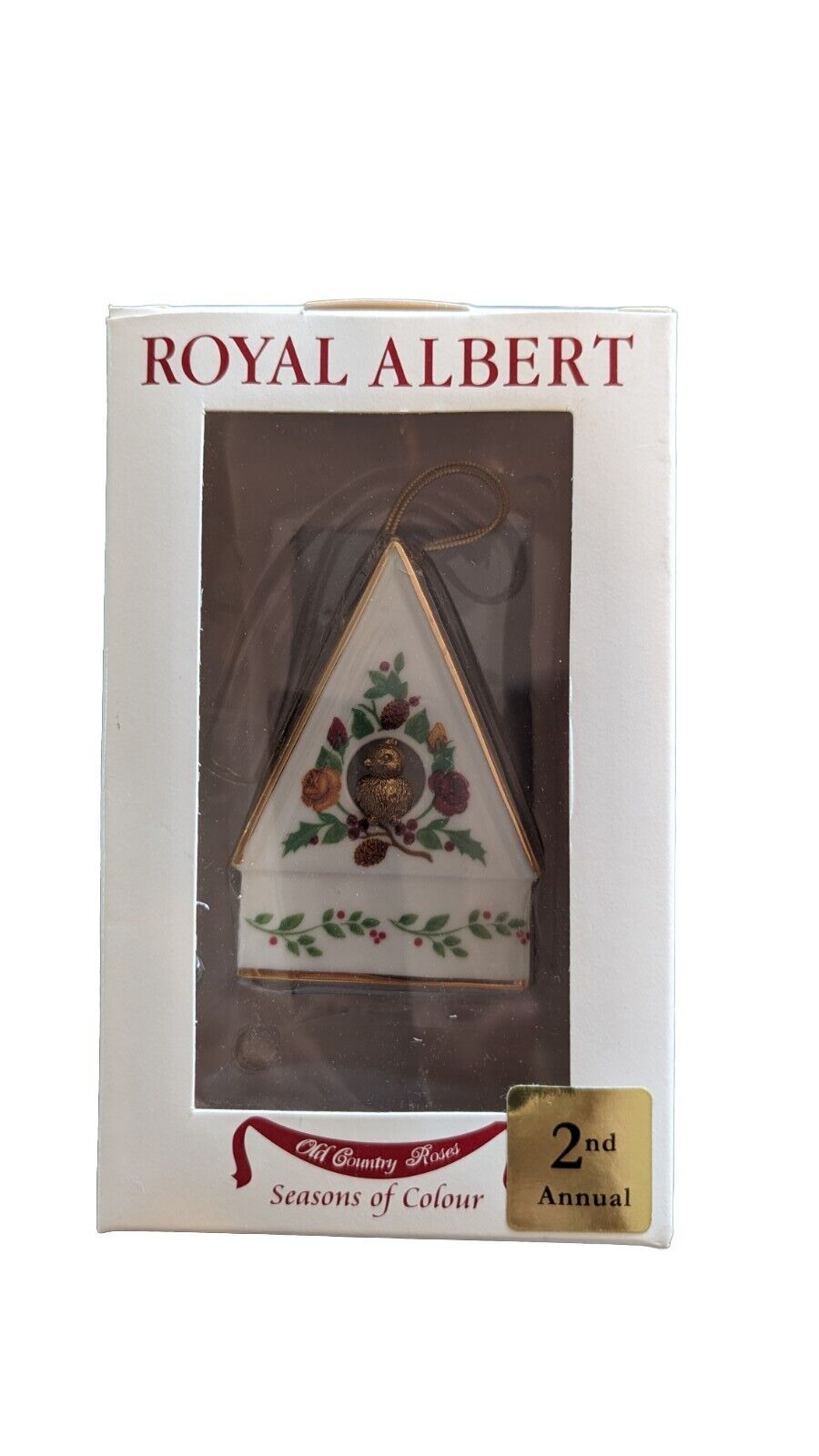 Royal Albert Ornament, 2002 2nd Annual Ceramic Bell Birdhouse, NIB.
