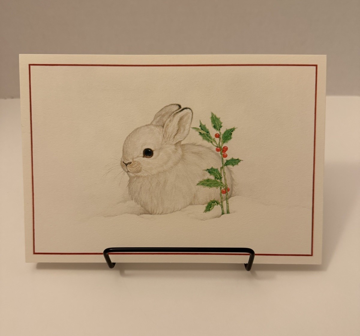 Set Of 4 Vintage Hallmark Christmas Cards Envelopes Carol Bryan Bunny Rabbit