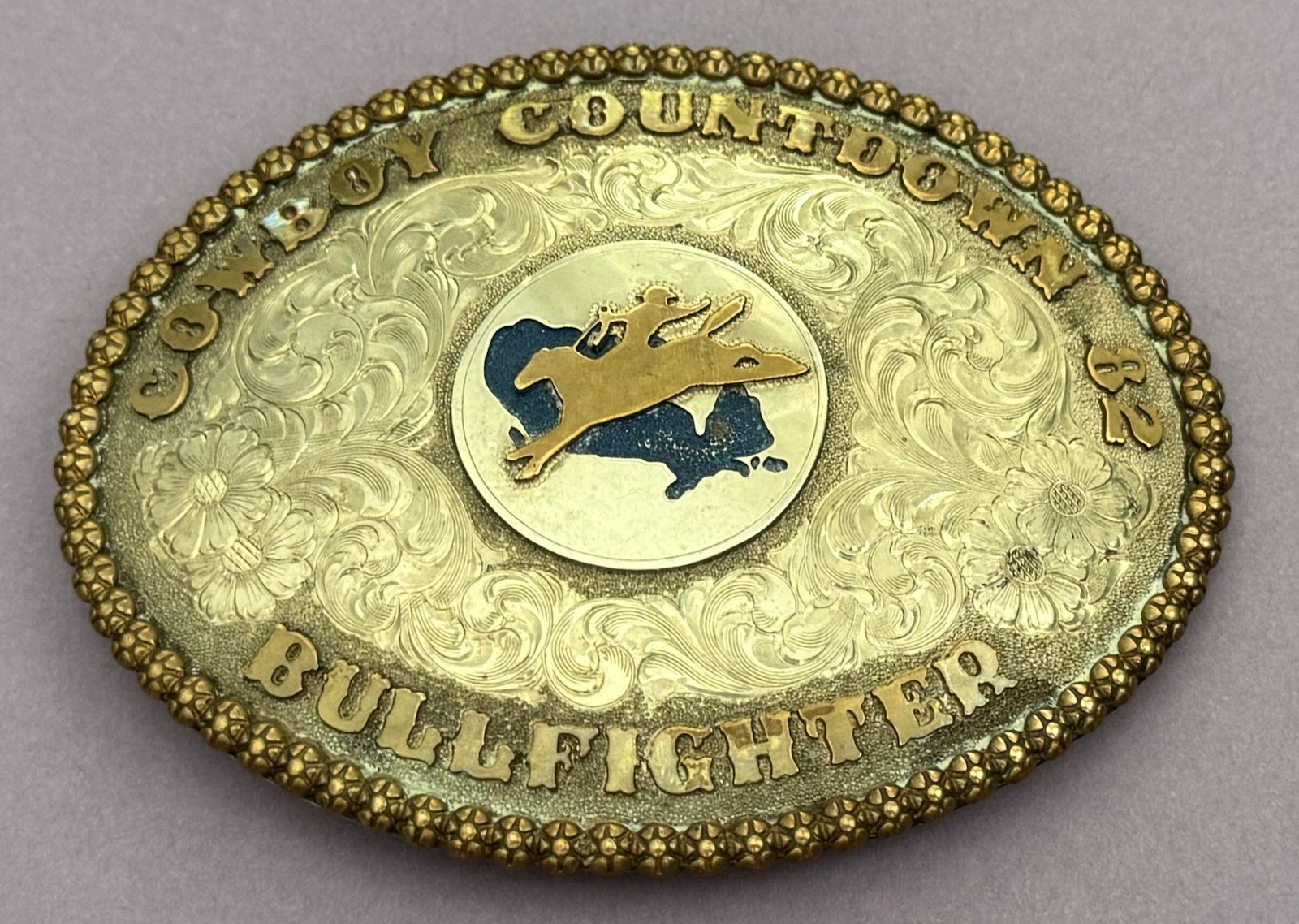 Vintage 1982 Olson Rodeo Trophy Belt Buckle Cowboy Countdown Montana Bullfighter Vintage 1982 Olson Rodeo Trophy Belt Buckle Cowboy Countdown Montana Bullfighter