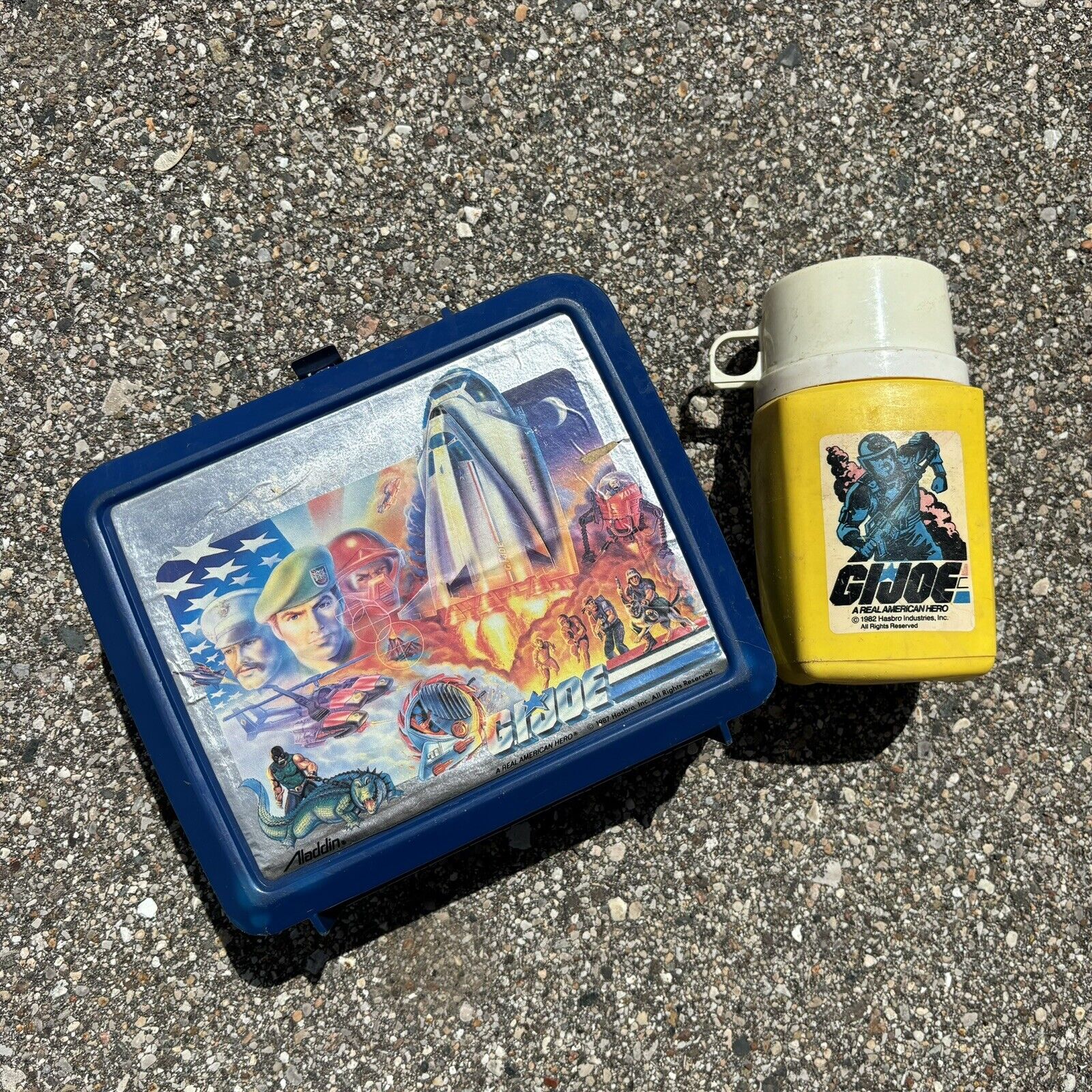 Vintage 1980s G.I. Joe Lunchbox And Thermos As Is Worn Dusty Plastic