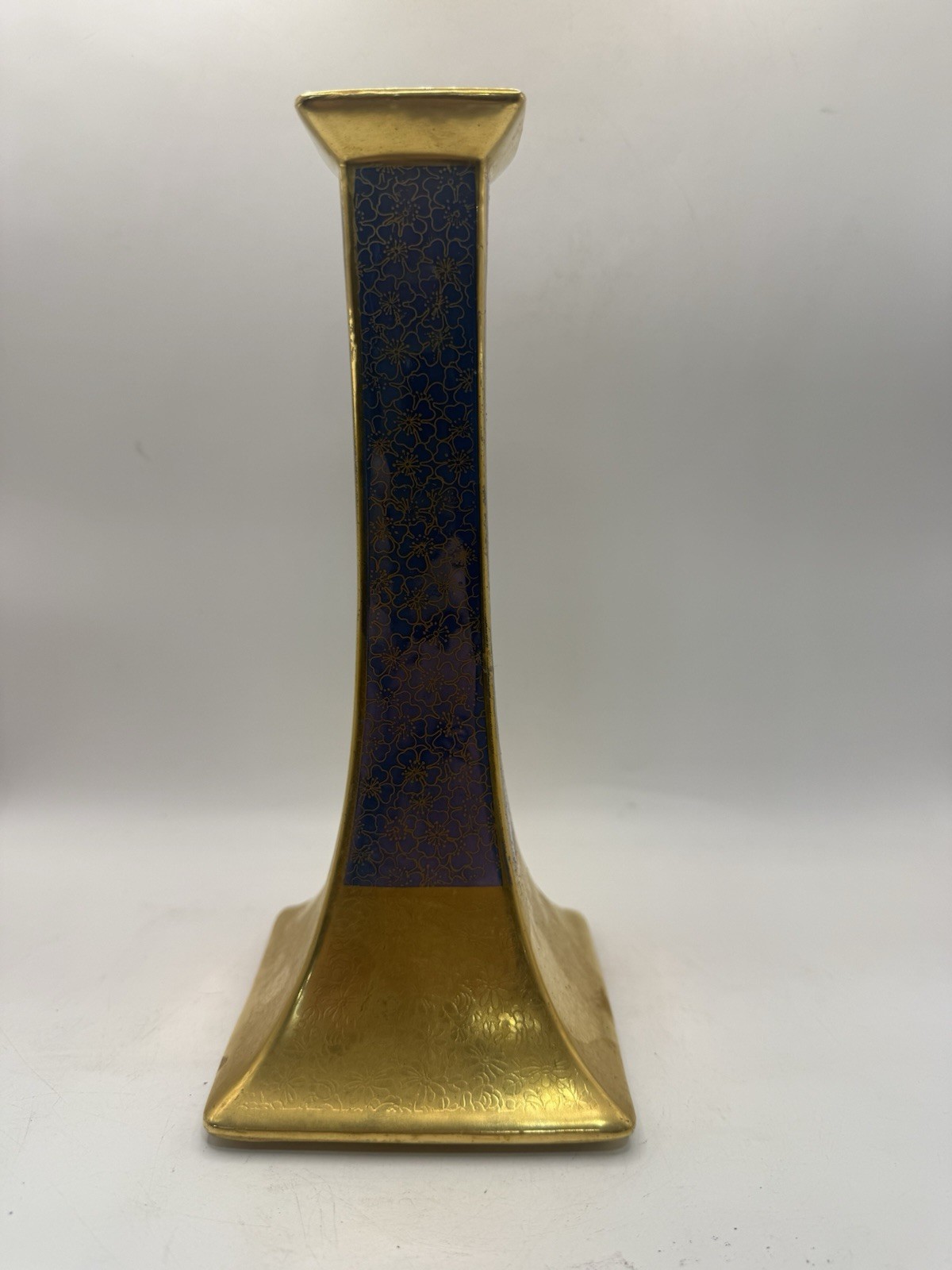 Antique Pickard Etched China B&Co Limoges France 9” Gold Cobalt Blue Vase * Antique Pickard Etched China B&Co Limoges France 9” Gold Cobalt Blue Vase *