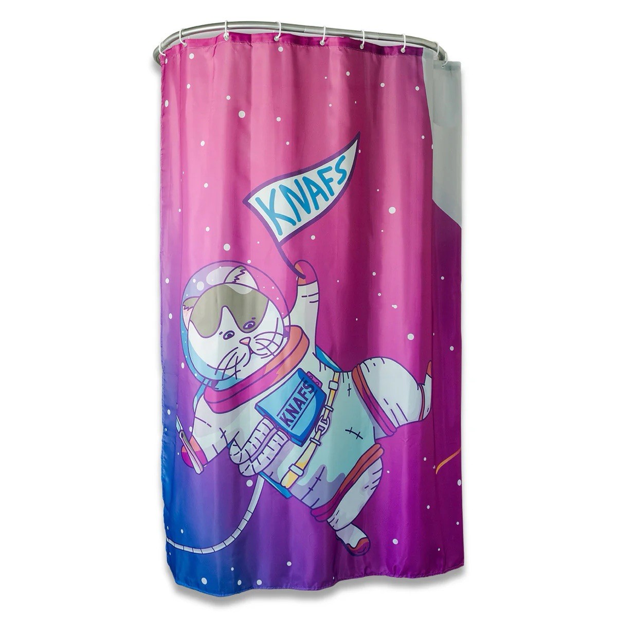 Knafs Gary Space Kitty Shower Curtain April Fools Promotional EDC Item