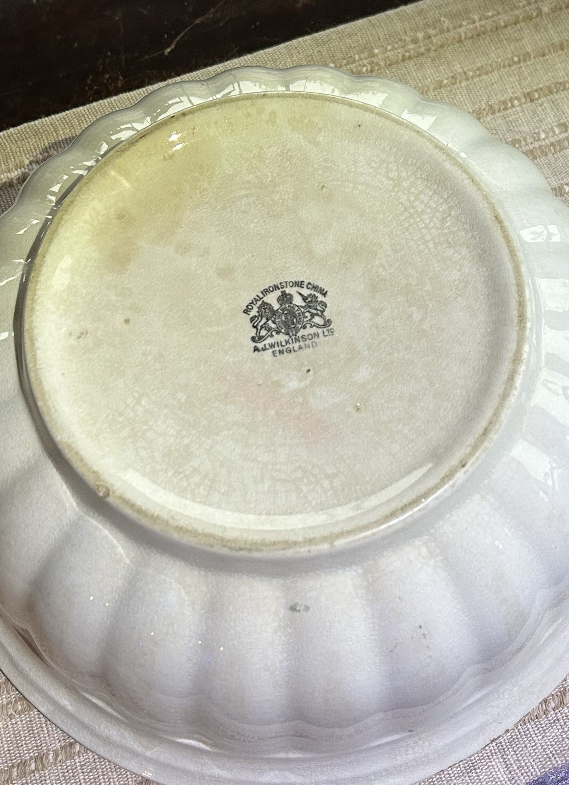 Antique Ironstone Fluted Lady Finger 11.5 Inch Bowl Circa 1800s