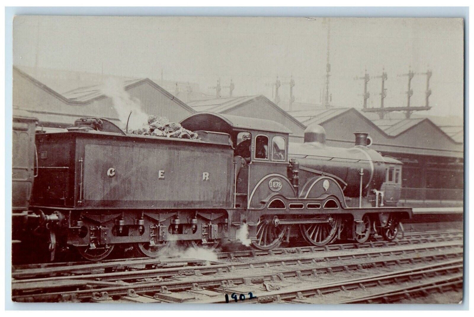 1902 Locomotive Train GER #1872 England Great Britain RPPC Photo Postcard 1902 Locomotive Train GER #1872 England Great Britain RPPC Photo Postcard