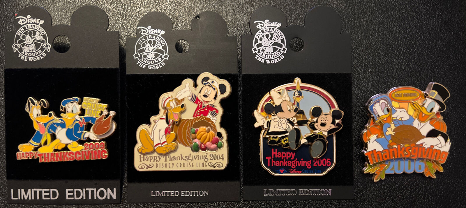 Disney Pins DCL Mickey, Donald, Pluto, Minnie. Lot Of 4 Pins Thanksgiving