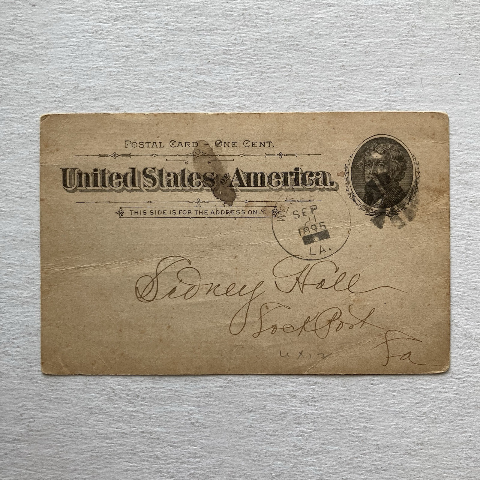 1895 Death Call Assessment Postal Card Westlake Camp, No. 4, Louisiana