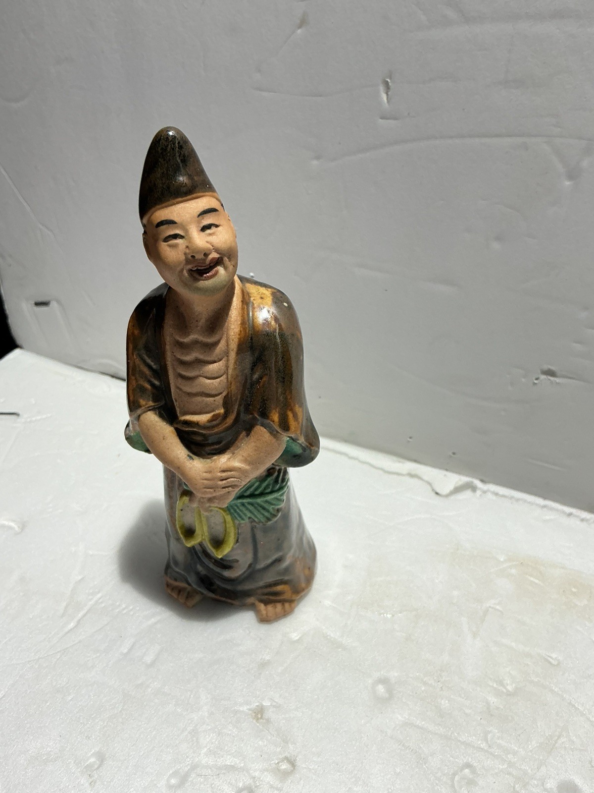 Vintage 14-Inch Shiwan Ceramic Figurine of Monk Ji Gong (The Mad Monk)