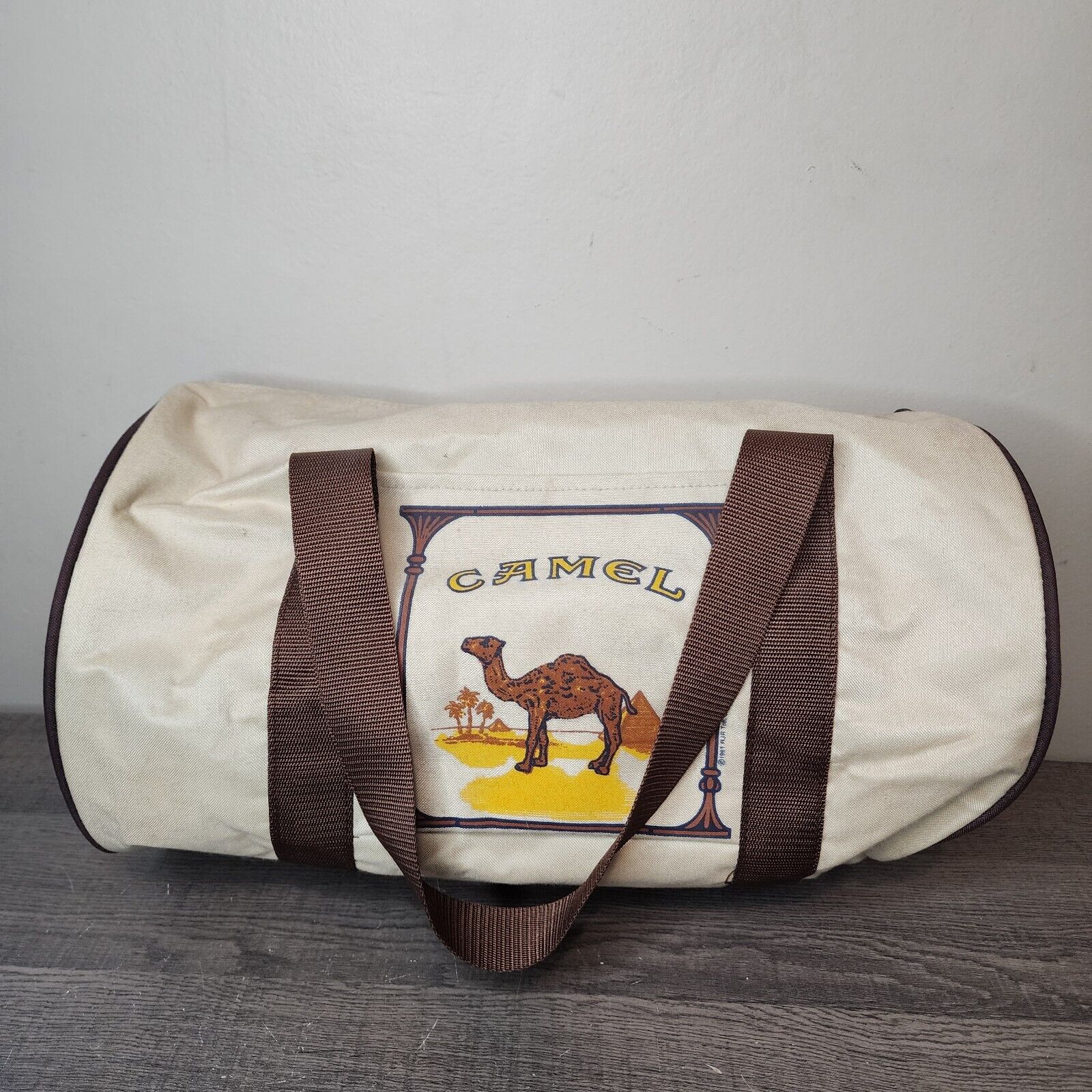 Camel Cigarettes Vintage Duffel Bag Canvas 1981 W/Shoulder Strap Joe Camel