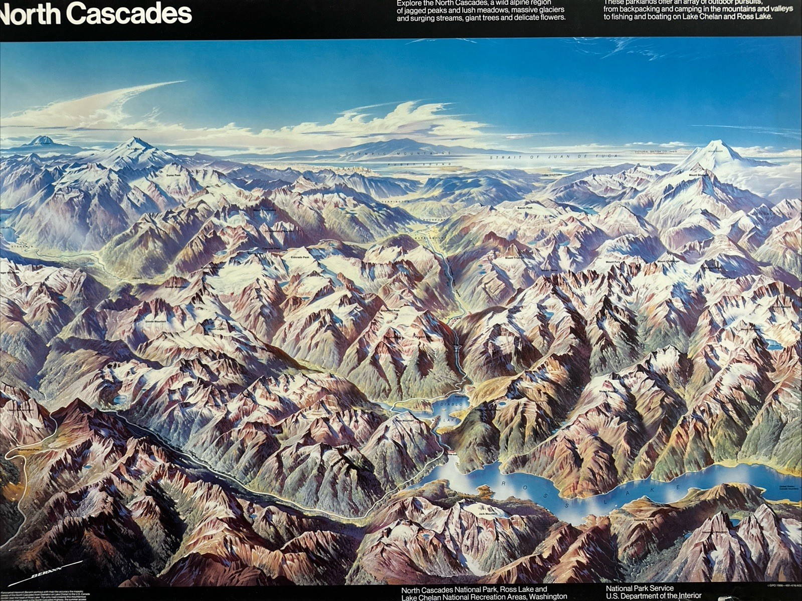 North Cascades National Park Panorama Map Poster 1986 Heinrich Berann North Cascades National Park Panorama Map Poster 1986 Heinrich Berann