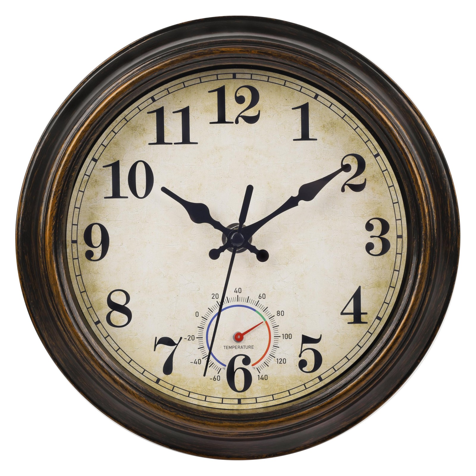 Horizent Outdoor Clocks Waterproof with Thermometer Combo Vintage Rustic Wall