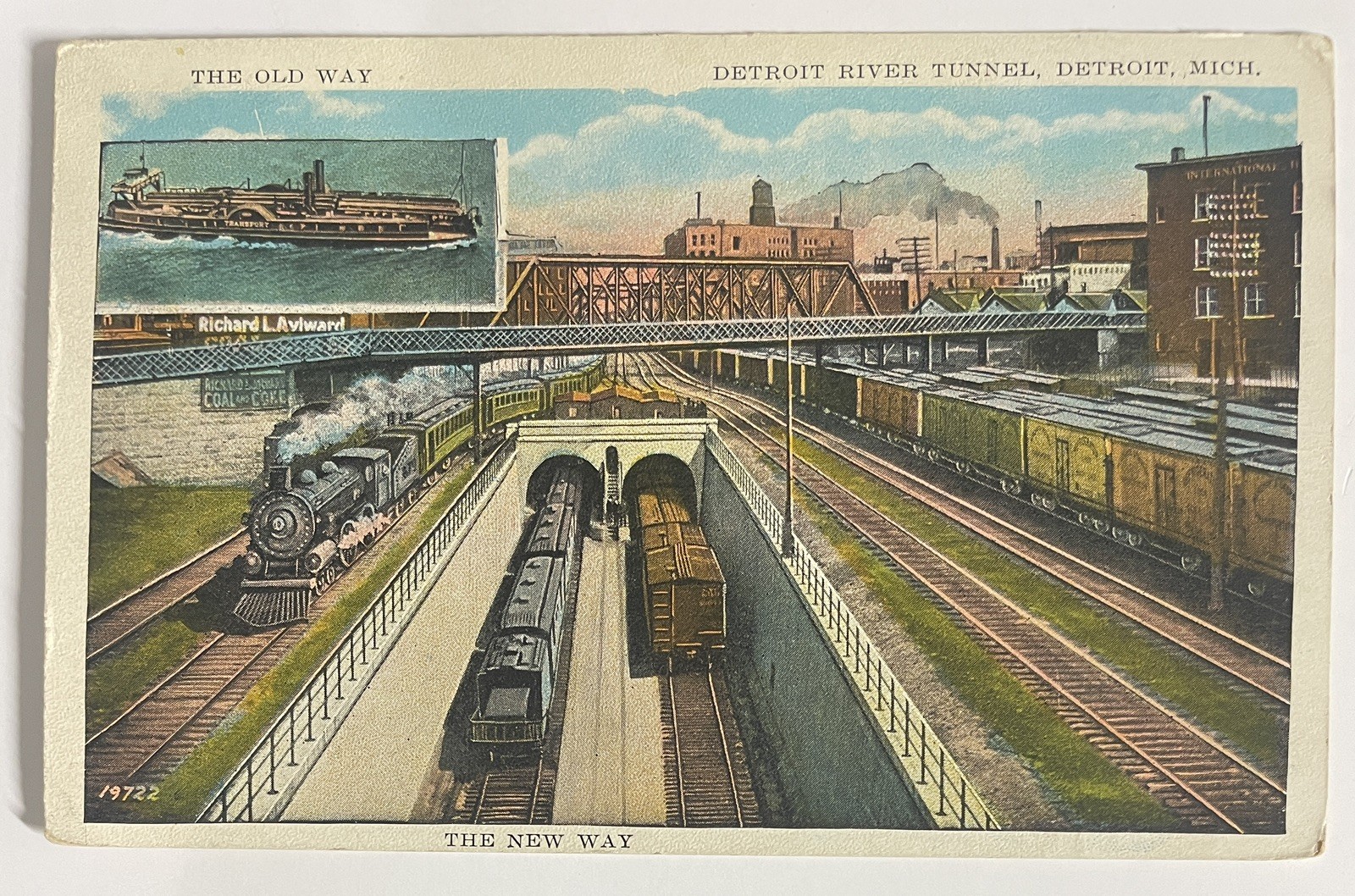 1929 Detroit, Michigan River tunnels, trains, Rail yard  steam locomotive 1929 Detroit, Michigan River tunnels, trains, Rail yard  steam locomotive