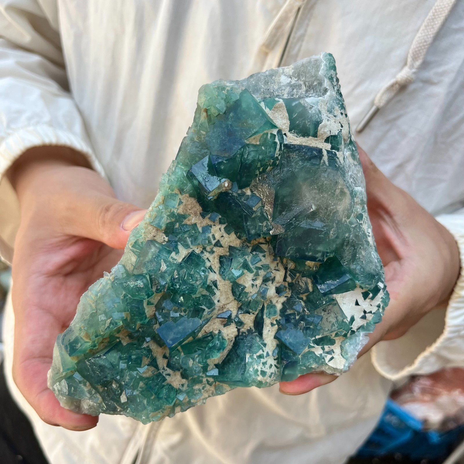 3.5lb Natural Green cube FLUORITE Quartz Crystal Cluster Mineral Specimen