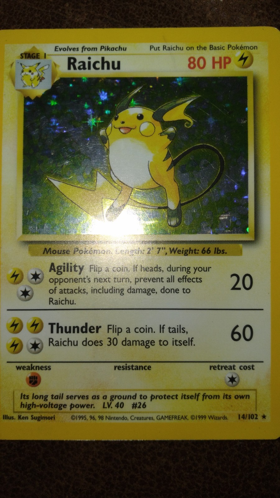 Raichu Holo base set NM Pokémon TCG 