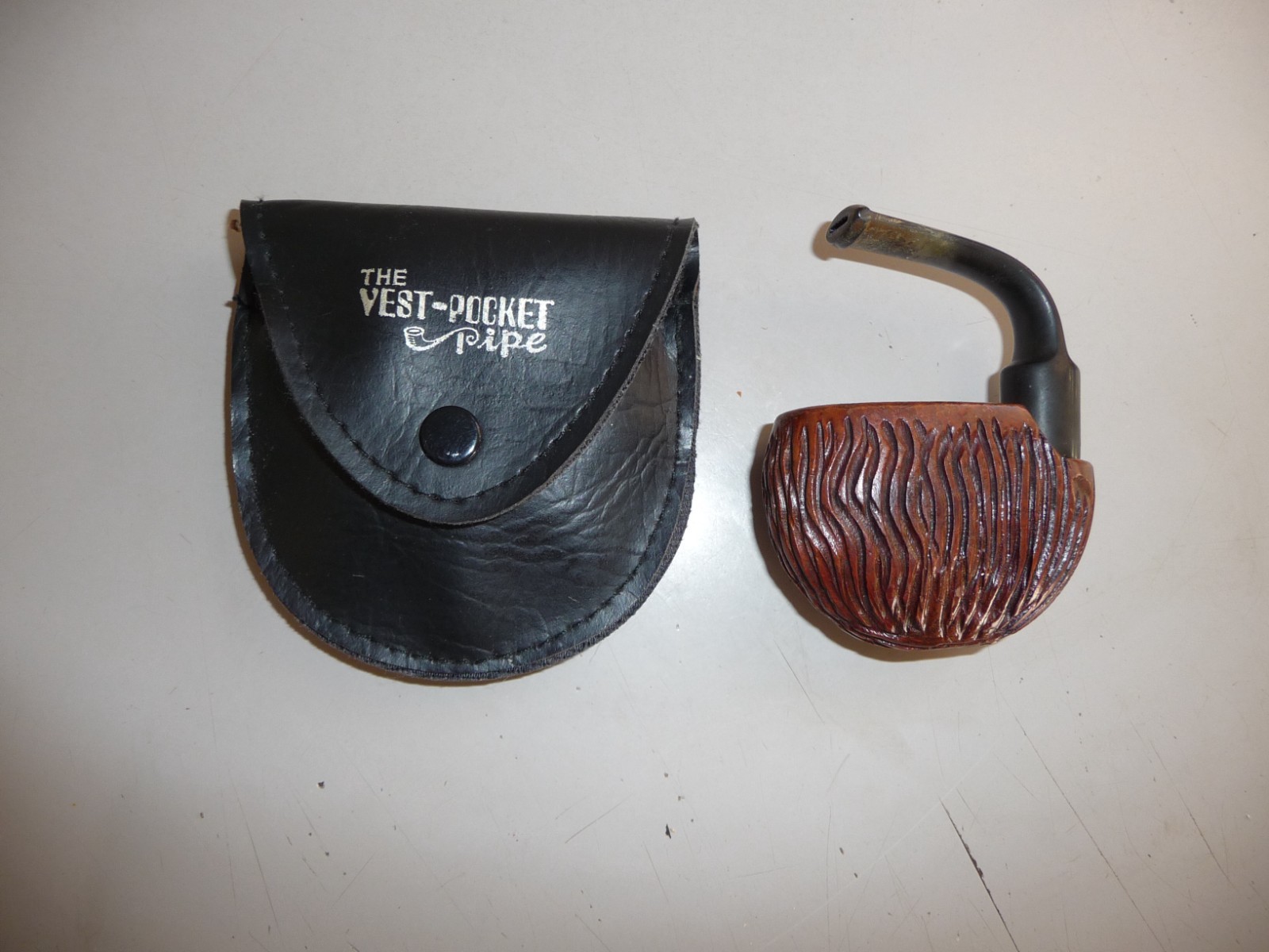 VINTAGE ROLEX BRIAR ITALY FOLDING VEST POCKET PIPE CASE SMOKED L@@K VINTAGE ROLEX BRIAR ITALY FOLDING VEST POCKET PIPE CASE SMOKED L@@K
