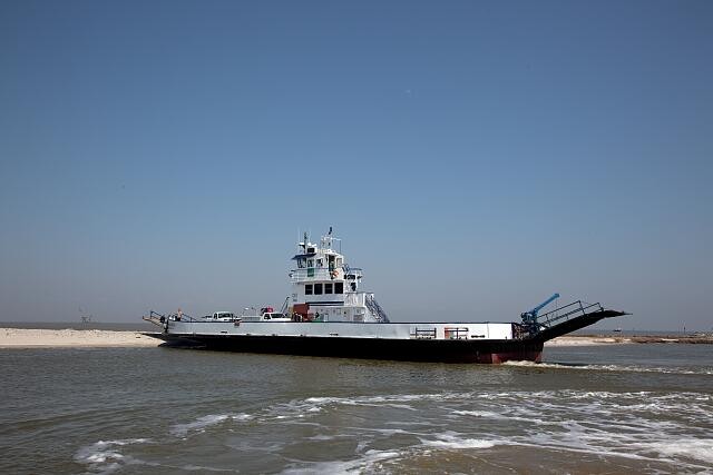 Photo:Mobile Bay Alabama 2010 Ferry Boat Oil Rig Coastal Scene